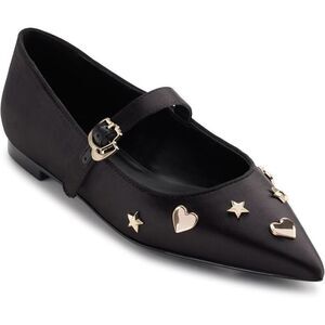 Karl Lagerfeld Paris Veyda Mary Jane FL Flats Black Leather US 7.5 NWOB